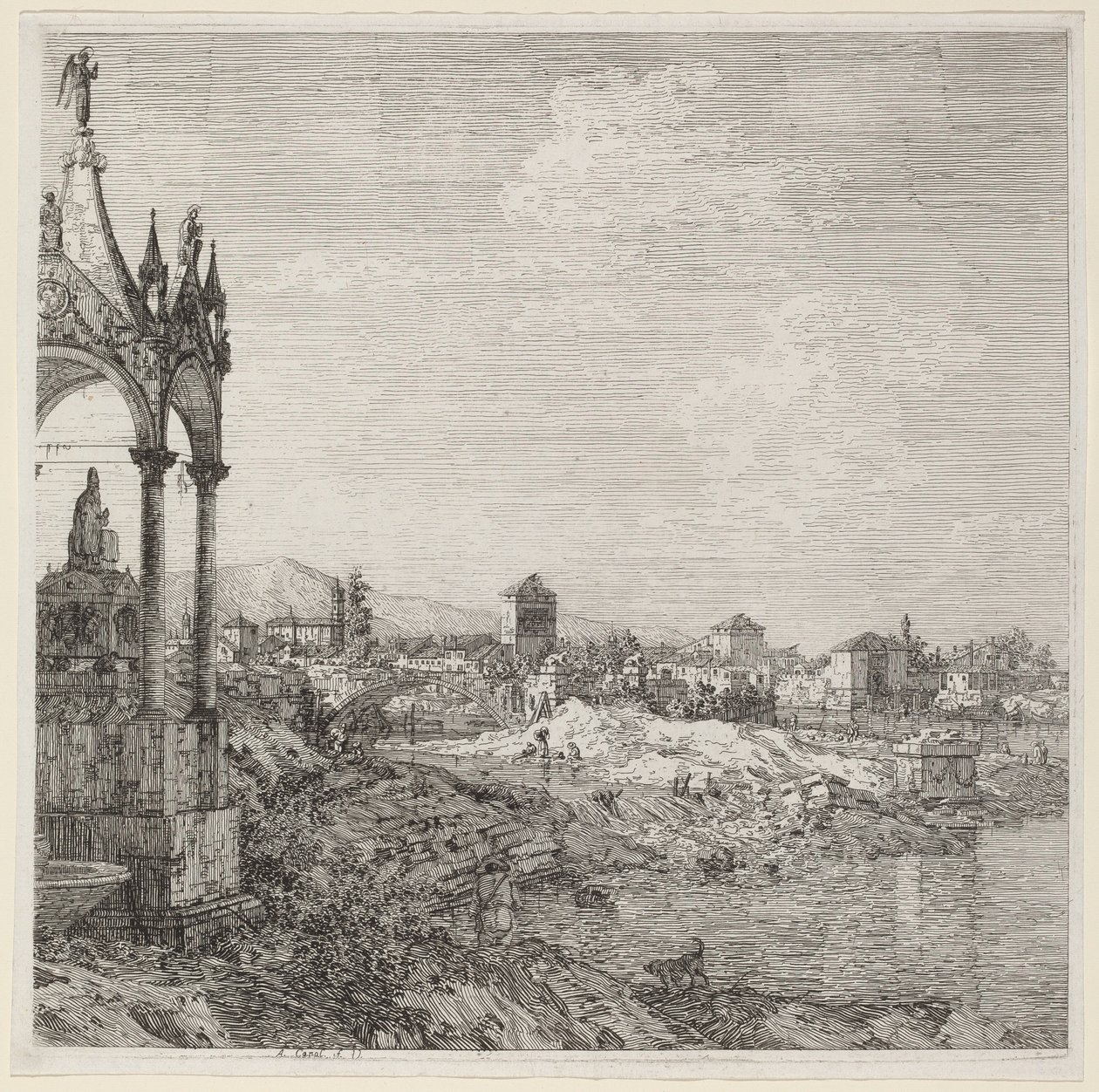 Ansicht einer Stadt mit Bischofsgrab von Canaletto