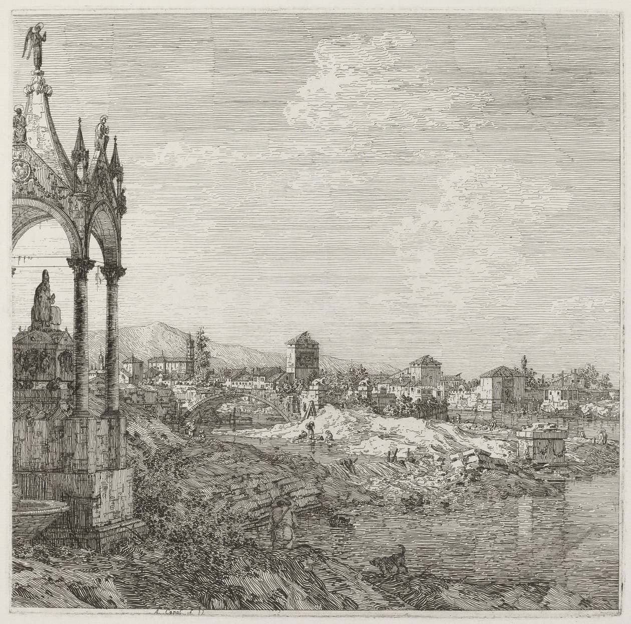 Ansicht einer Stadt mit Bischofsgrab von Canaletto