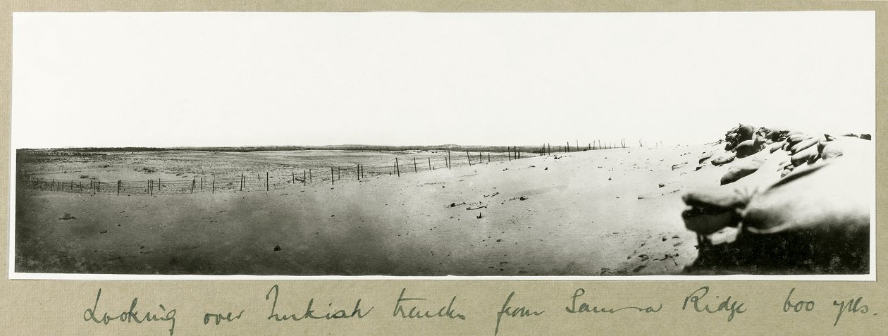 Blick über türkische Schützengräben vom Samson Ridge, September 1917 von Capt. Arthur Rhodes