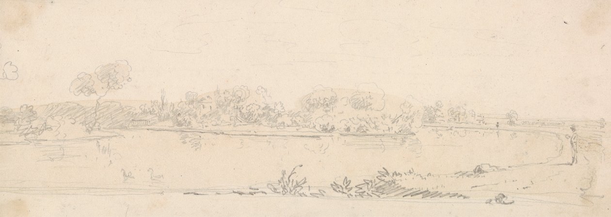 Skizze einer Landschaft über das Wasser von Capt. Thomas Hastings