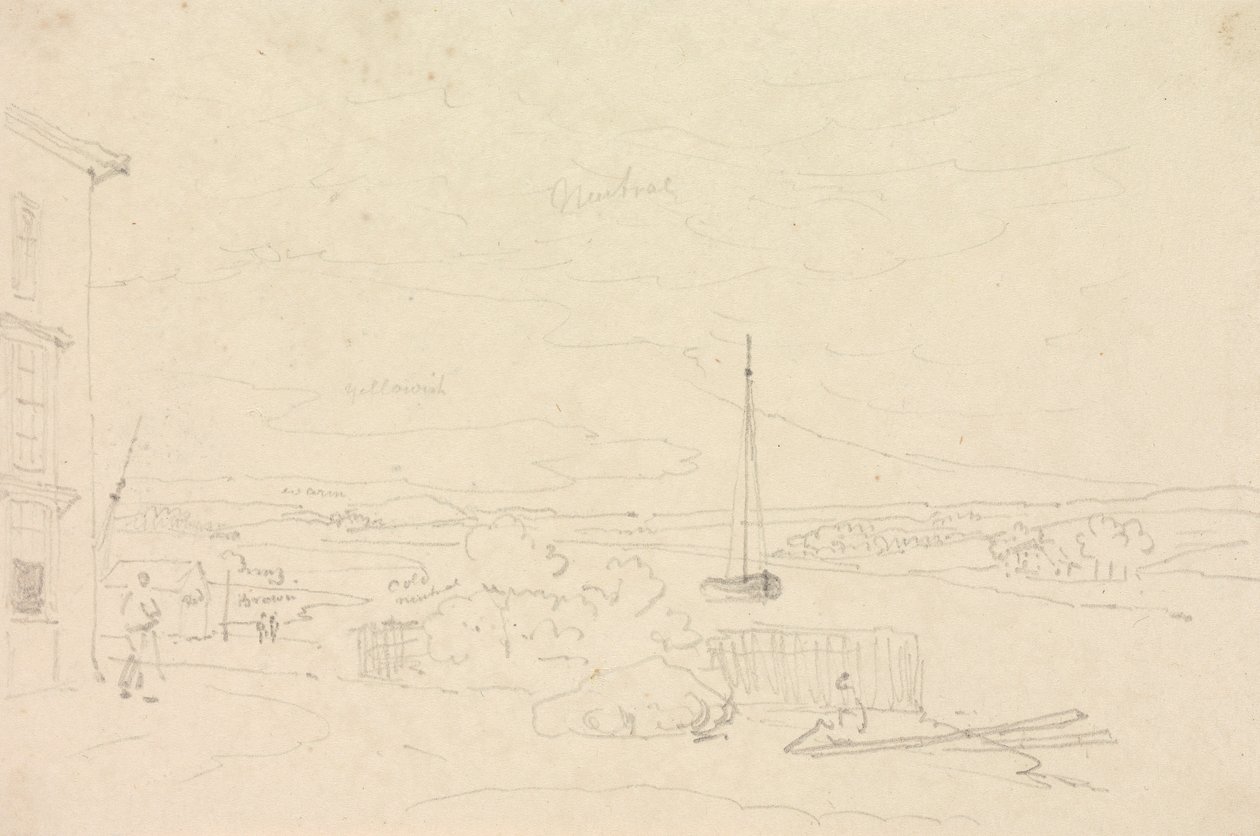 Skizze einer Flusslandschaft, Isle of Wight von Capt. Thomas Hastings