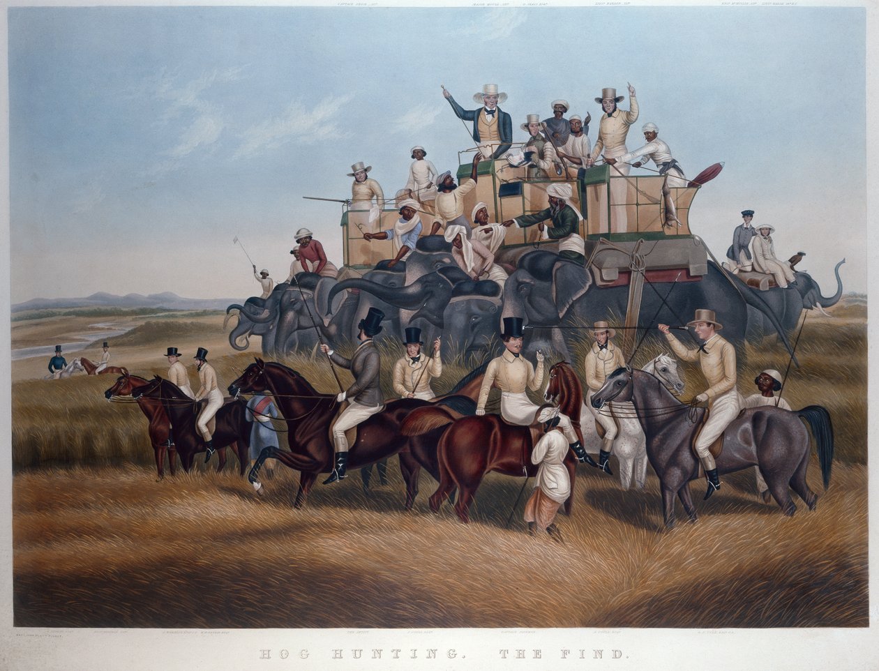 Schweinejagd: Der Fund, graviert und veröffentlicht von Messrs Fores, ca. 1840 von Captain John (after) Platt