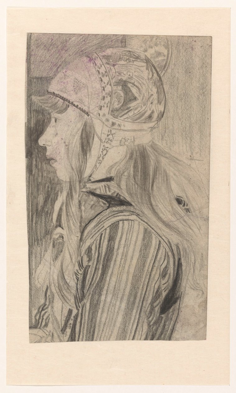 Porträt eines Mädchens in Tracht von Marken von Carel Adolph Lion Cachet