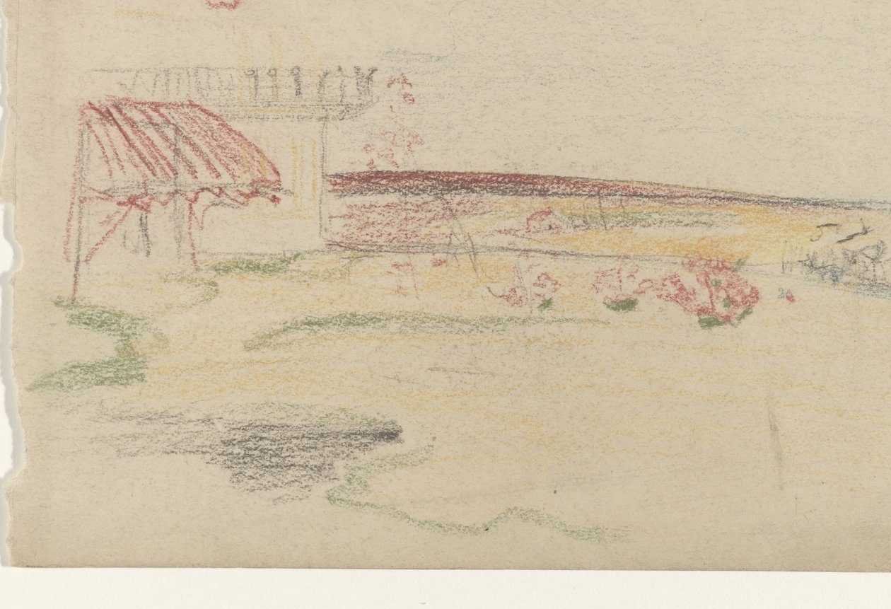 Garten hinter einem Haus mit einem Vordach von Carel Adolph Lion Cachet