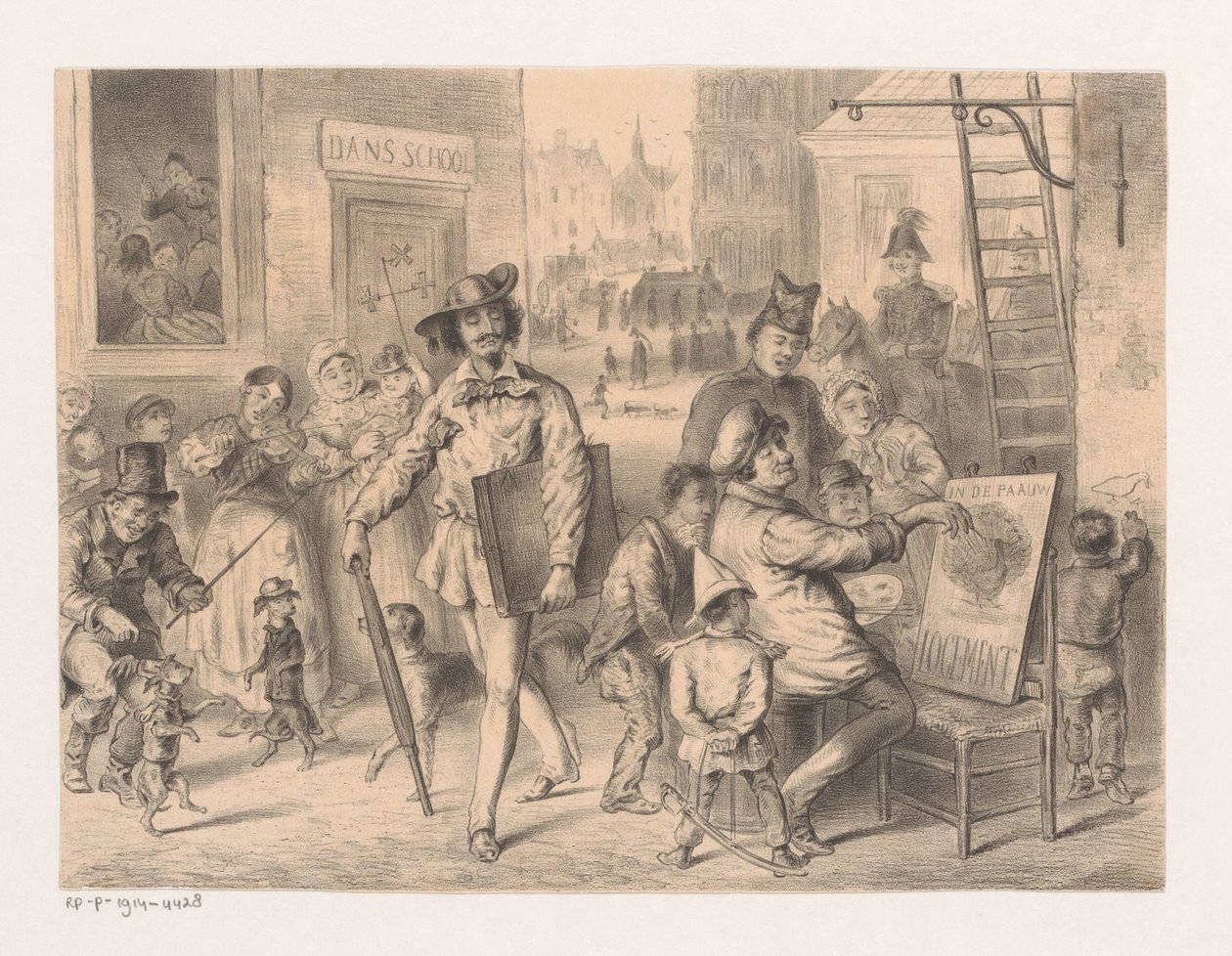 Künstler wandelt über die Straße von Carel Christiaan Antony Last (attributed to)