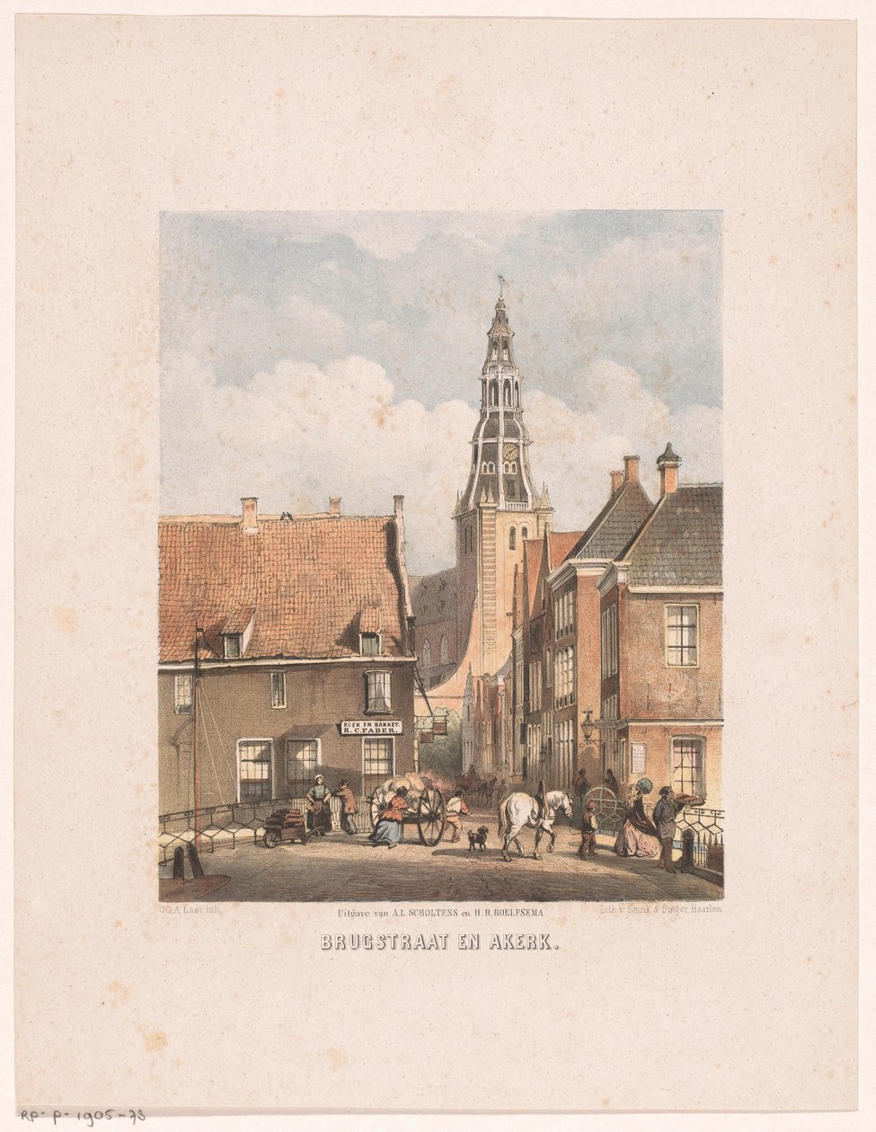 Brugstraat und Der Aa-Kirche in Groningen von Carel Christiaan Antony Last