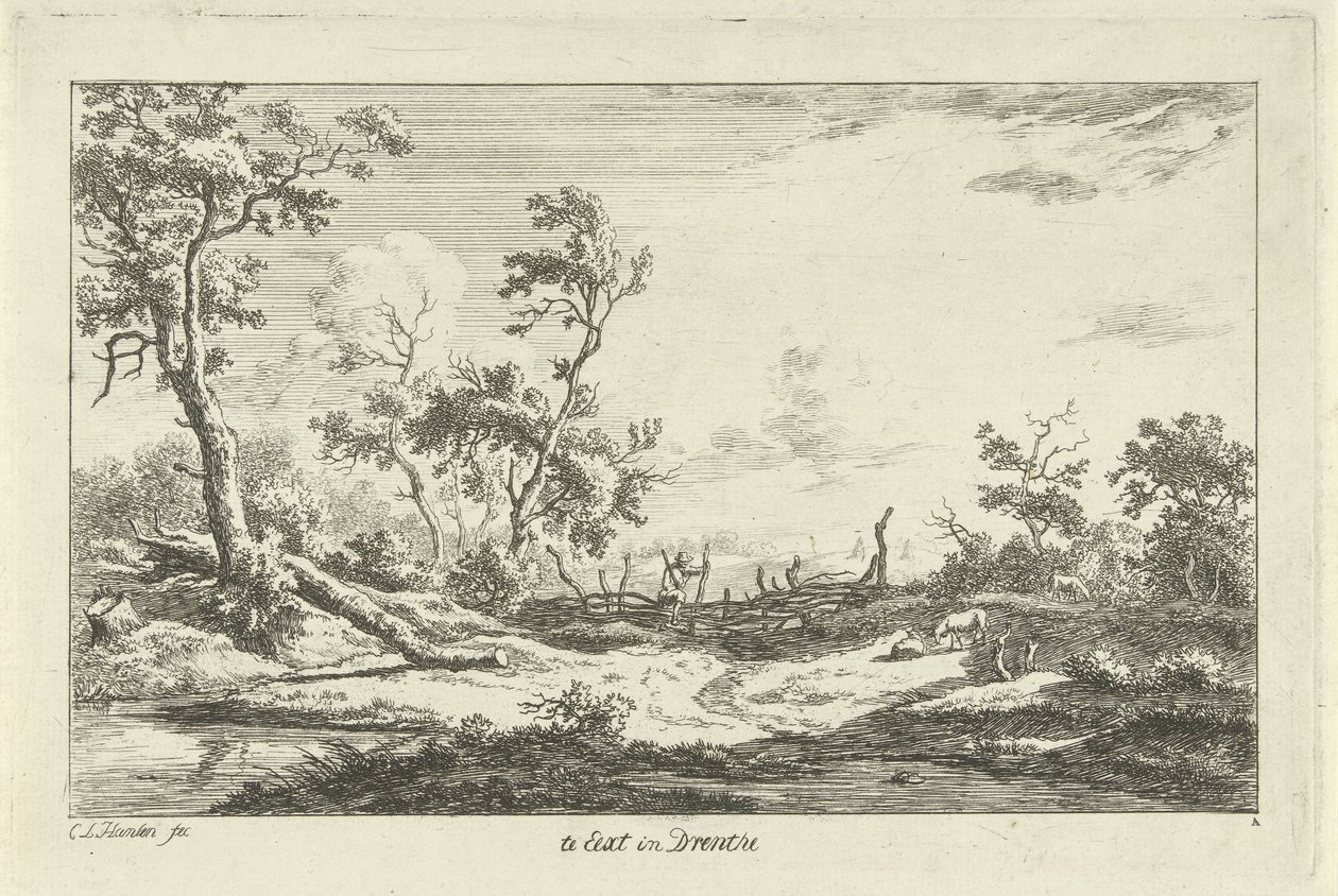 Jäger in einer Landschaft (Landschaften A-F) von Carel Lodewijk Hansen
