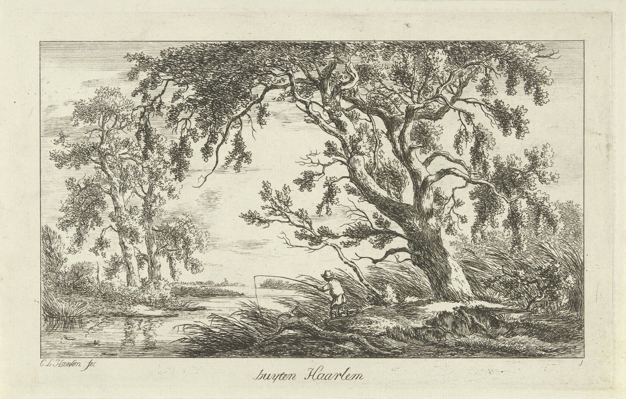 Fischer in einer Flusslandschaft von Carel Lodewijk Hansen