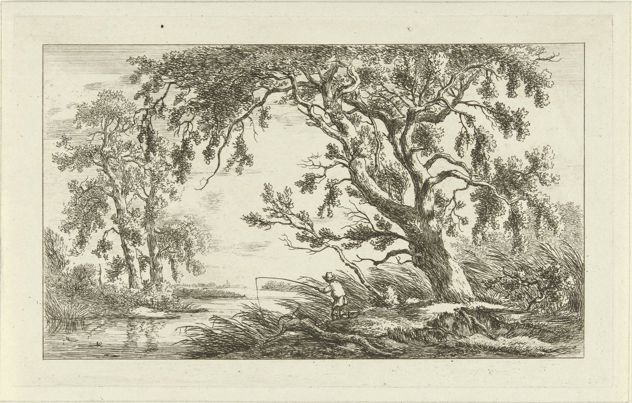 Fischer in einer Flusslandschaft (Landschaften a-f) von Carel Lodewijk Hansen