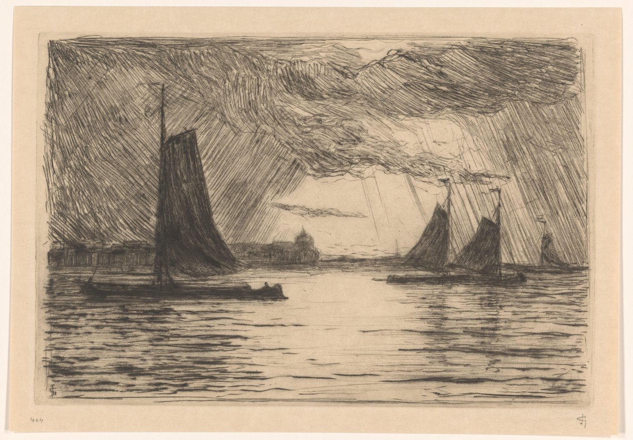 Ansicht der Maas bei Dordrecht bei Abend von Carel Nicolaas Storm van 