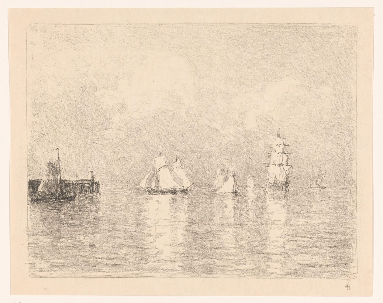 Segelschiffe bei der Reede von Cuxhaven von Carel Nicolaas Storm van 