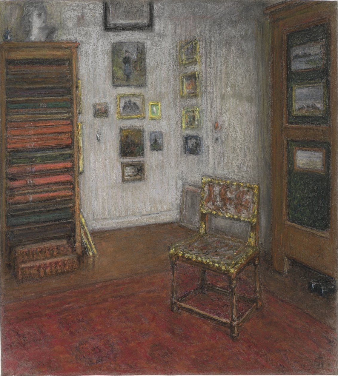 Atelierecke mit Stuhl und Kunstschrank, in Den Haag, Neue Schulstraße 28 von Carel Nicolaas Storm van 