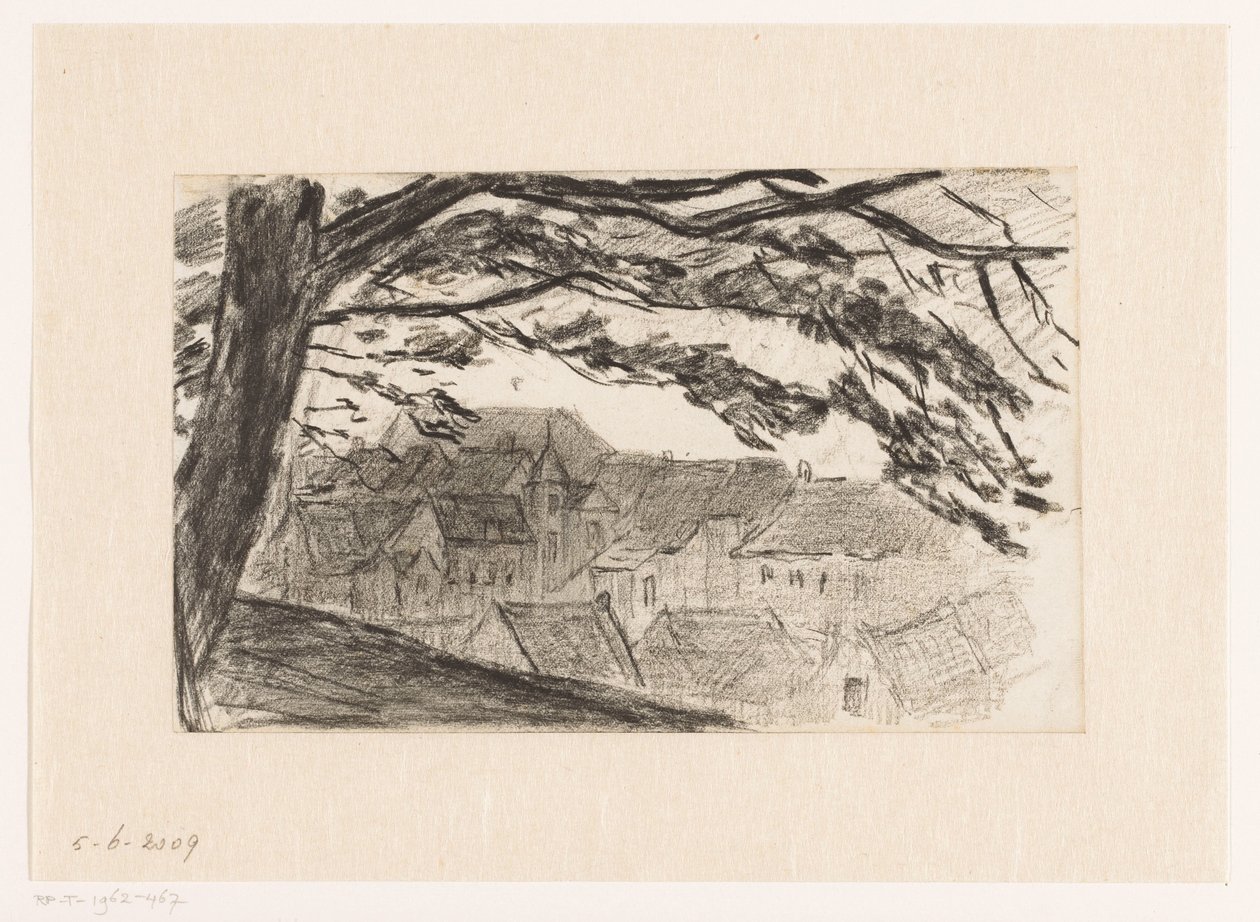 Stadtansicht von Kleve mit Baum im Vordergrund von Carel Nicolaas Storm van 