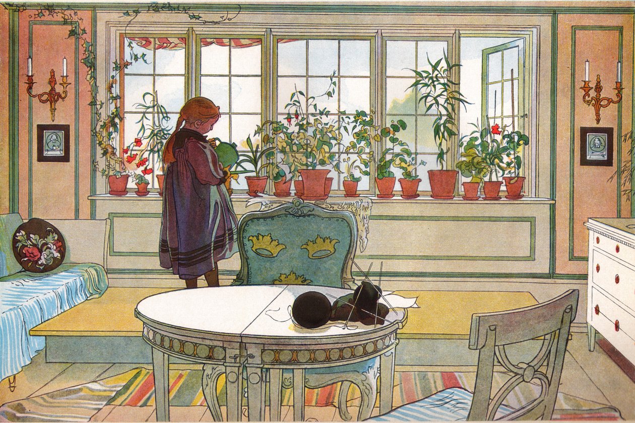 Blumen auf der Fensterbank von Carl Larsson