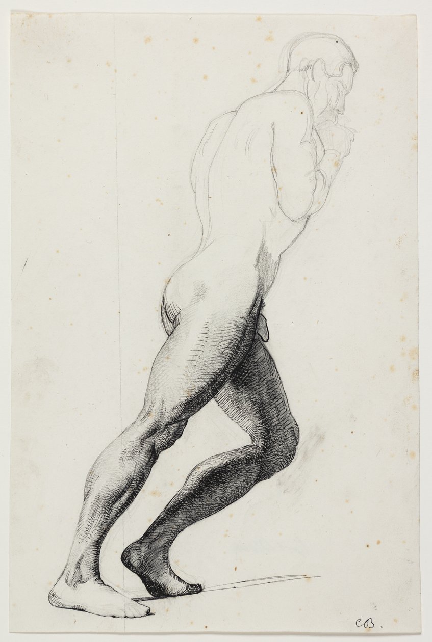 Studie zu Samsons Bein für das Museumsbild "Samson bei den Philistern" (kms830) von Carl Bloch