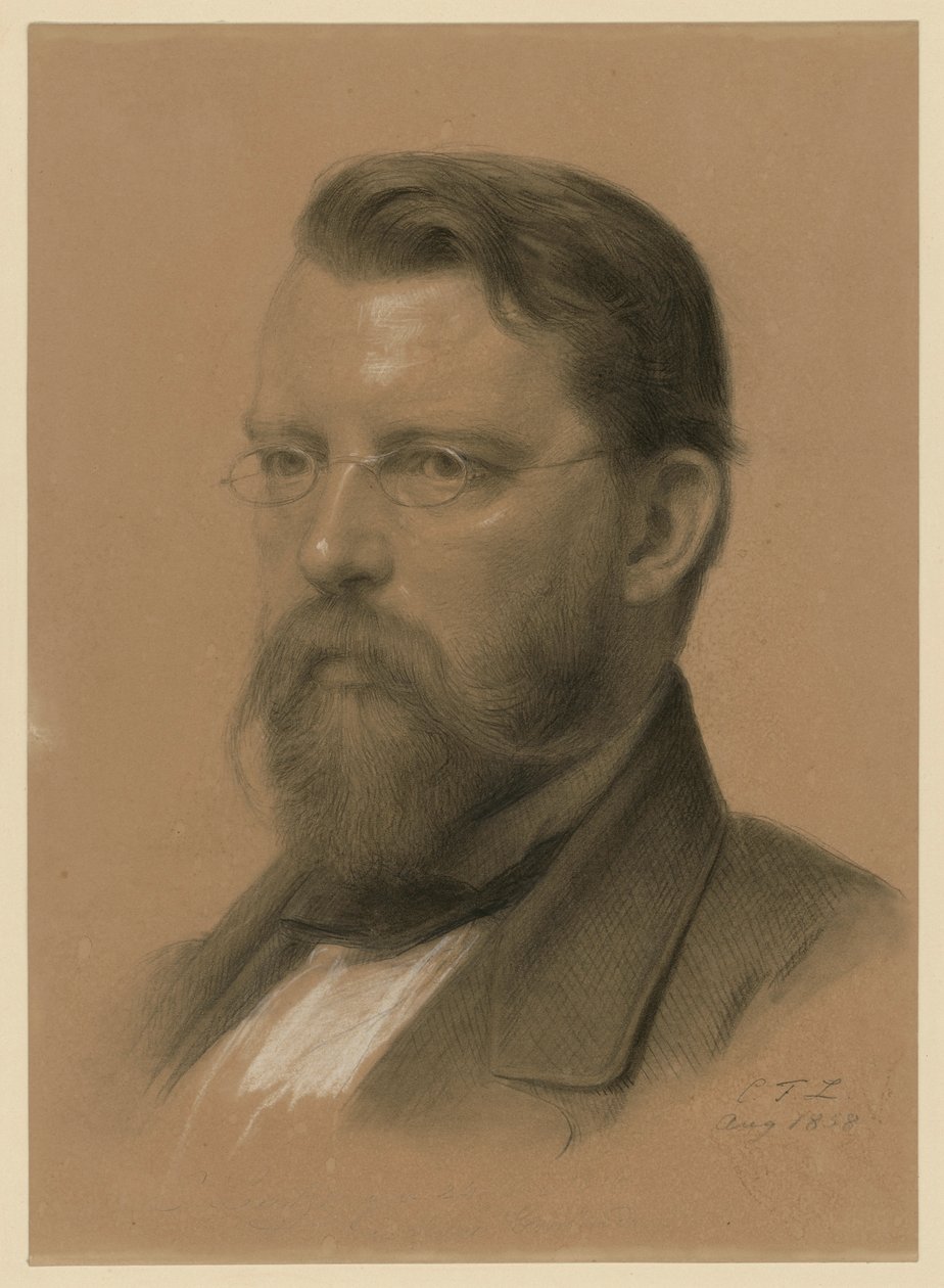 Emanuel Leutze, Historienmaler, Brustbild mit Brille nach links von Carl Friedrich Lessing