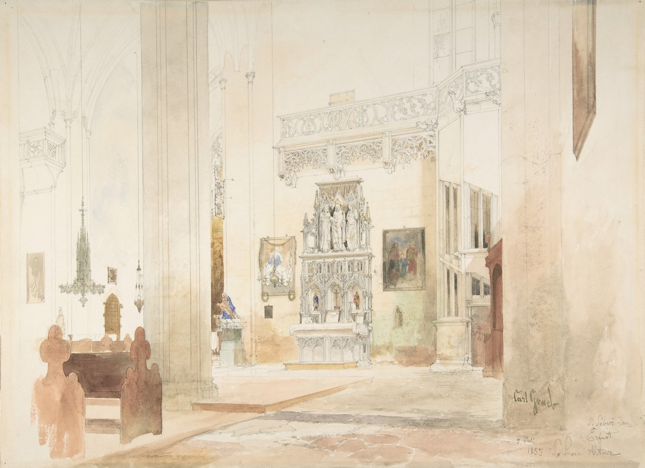 Innenraum der St. Severin Kirche in Erfurt, 1855 von Carl Georg Anton Graeb