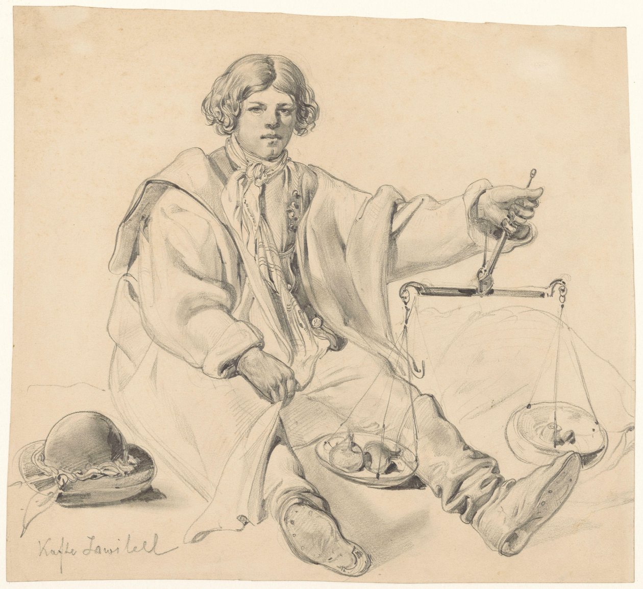 Sitzender kroatischer Zwiebelverkäufer von Carl Goebel