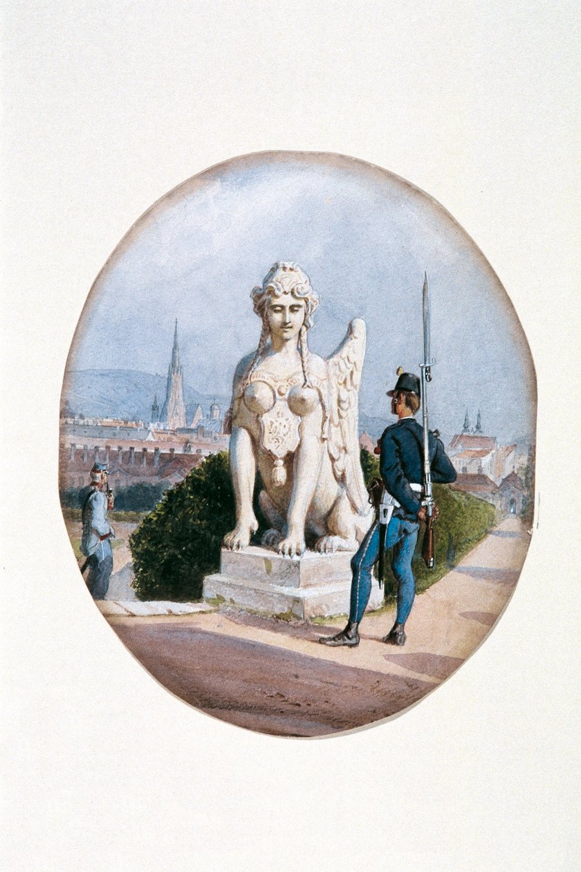 Ein Infanterist als Wachtposten vor dem Oberen Belvedere von Carl Goebel d. J.