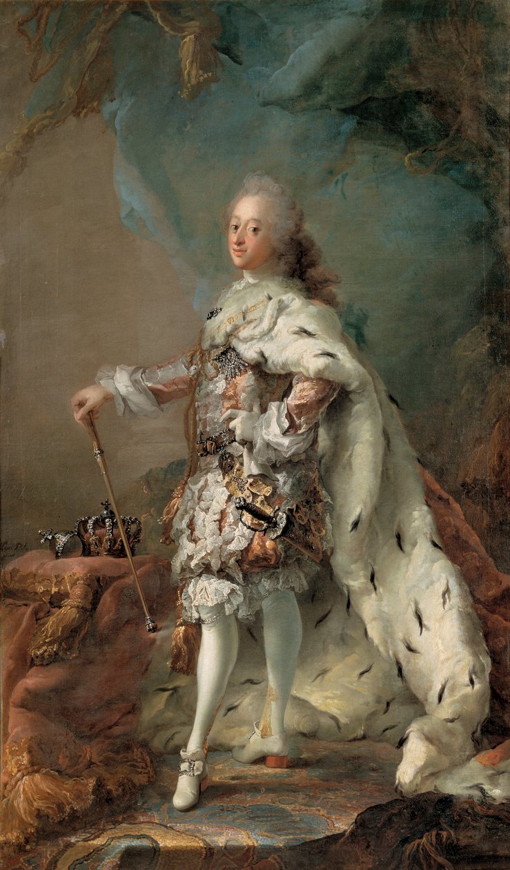 Frederik V. in seinen Salbungsroben, ca. 1750 von Carl Gustaf Pilo