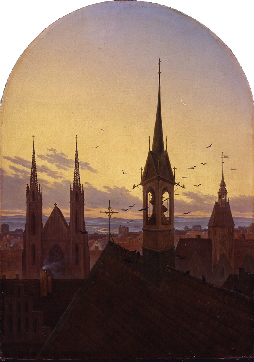Frühläuten (Altdeutsche Stadt im Frühlicht) von Carl Gustav Carus