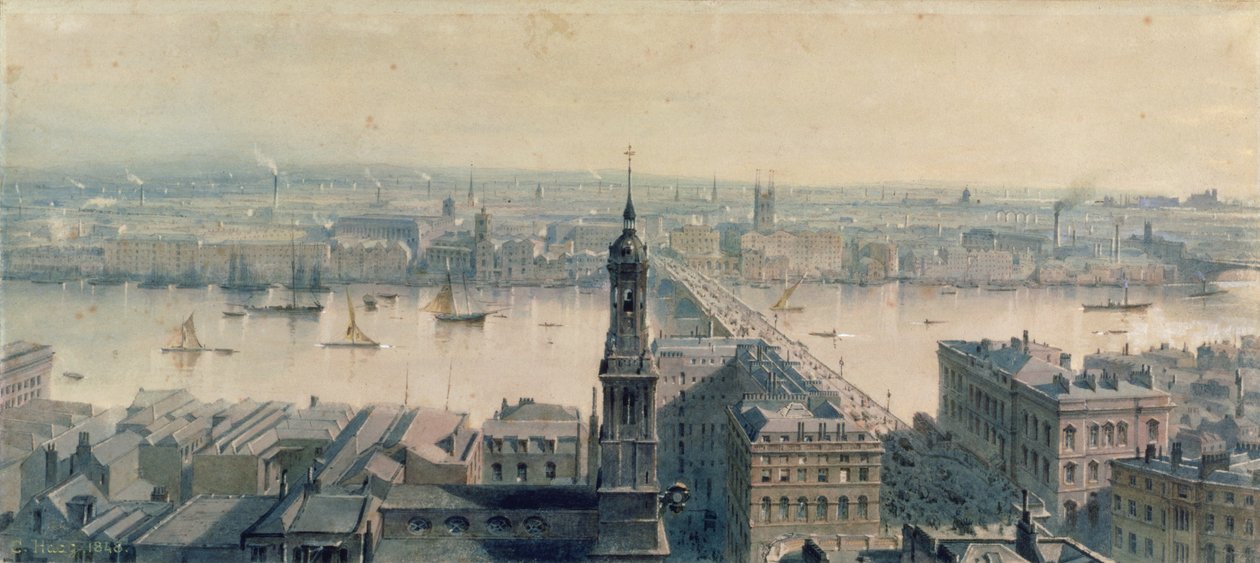 Blick auf London vom Monument nach Süden, 1848 von Carl Haag