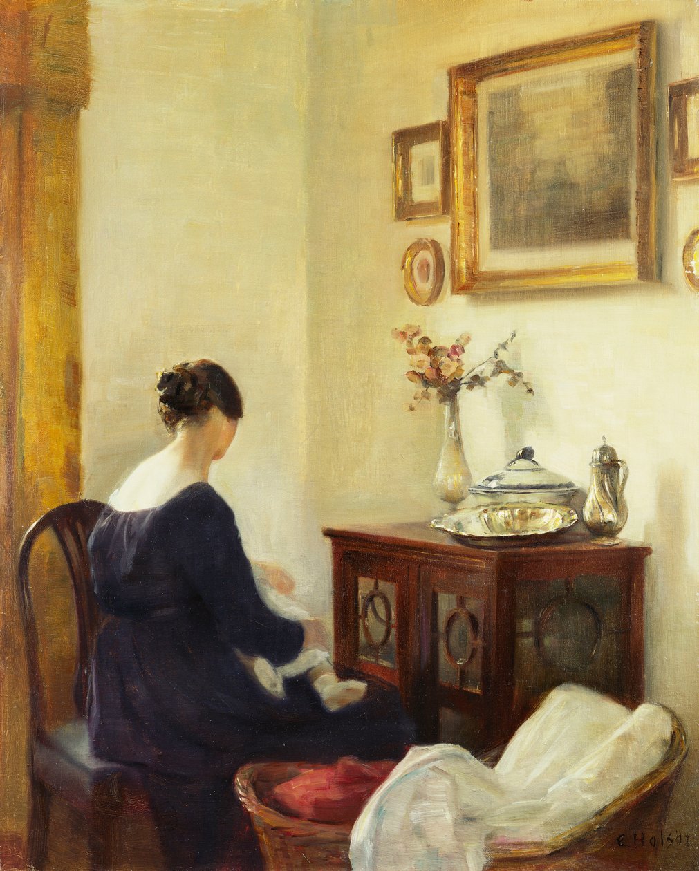 Eine Mutter und ein Kind im Interieur von Carl Holsoe
