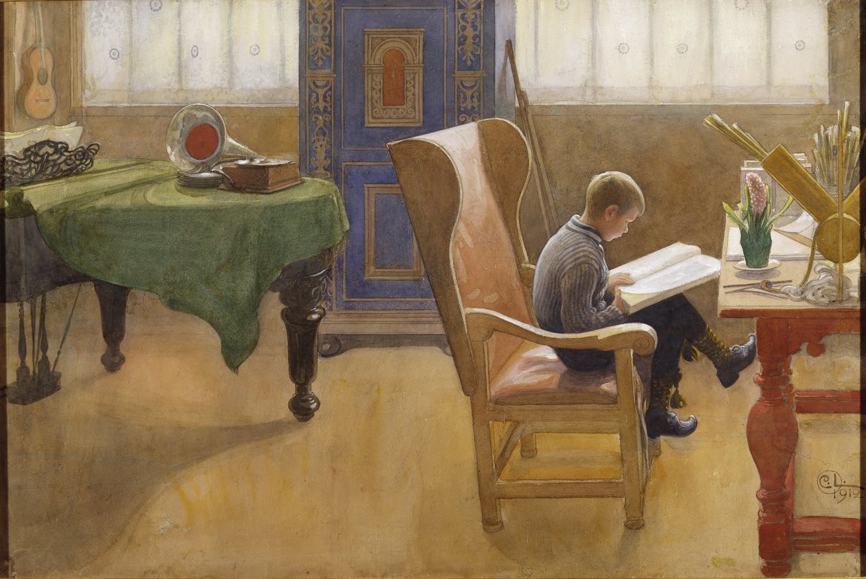 Esbjörn in der Lernecke von Carl Larsson