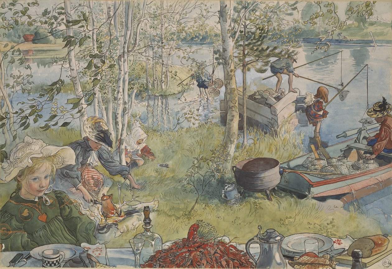 Krebse fangen von Carl Larsson