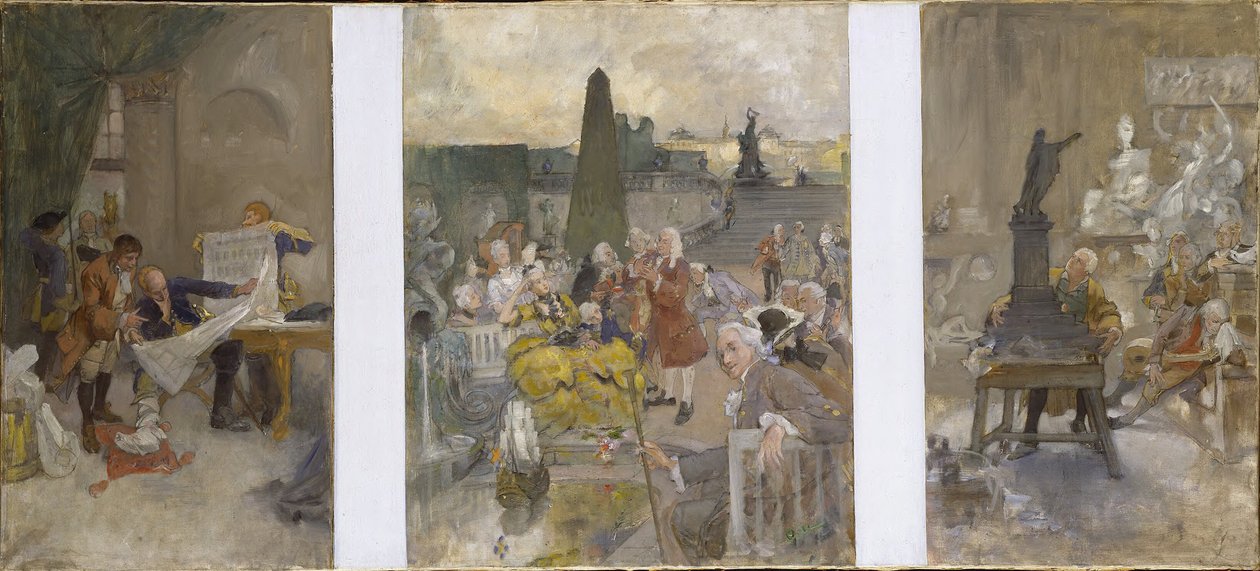 Überarbeiteter Entwurf für die Dekoration der Wände in der unteren Halle des NM von Carl Larsson