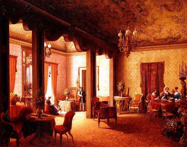 Innenraum des Salons der Zarin Alexandra in der Villa des Herzogs Serradifalco, Palermo von Carl Ludwig Rundt