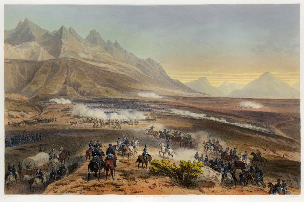 Schlacht von Buena Vista, aus Der Krieg zwischen den Vereinigten Staaten und Mexiko, veröffentlicht 1851 von Carl Nebel