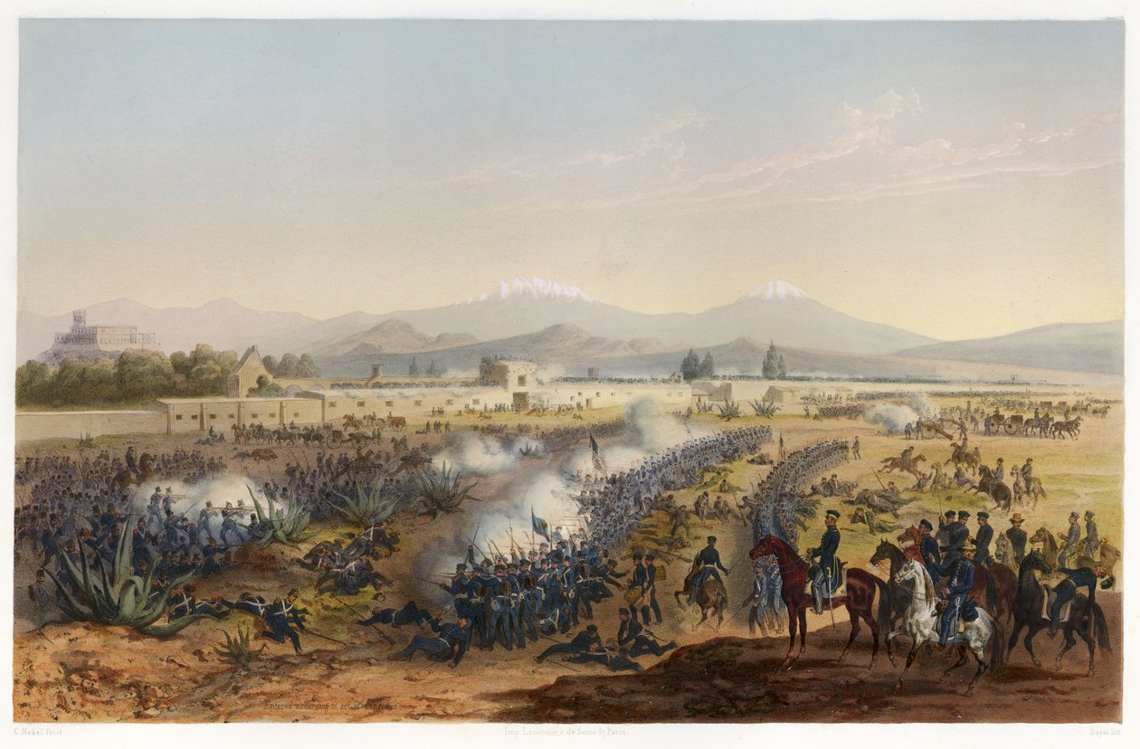 Molino del Rey - Angriff auf den Molino, aus Der Krieg zwischen den Vereinigten Staaten und Mexiko, veröffentlicht 1851 von Carl Nebel