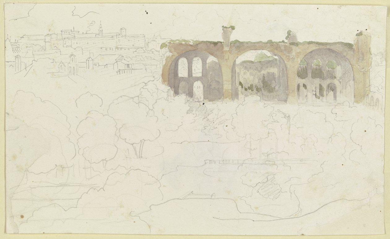 Blick über das Forum in Rom mit der Maxentiusbasilika von Carl Philipp Fohr