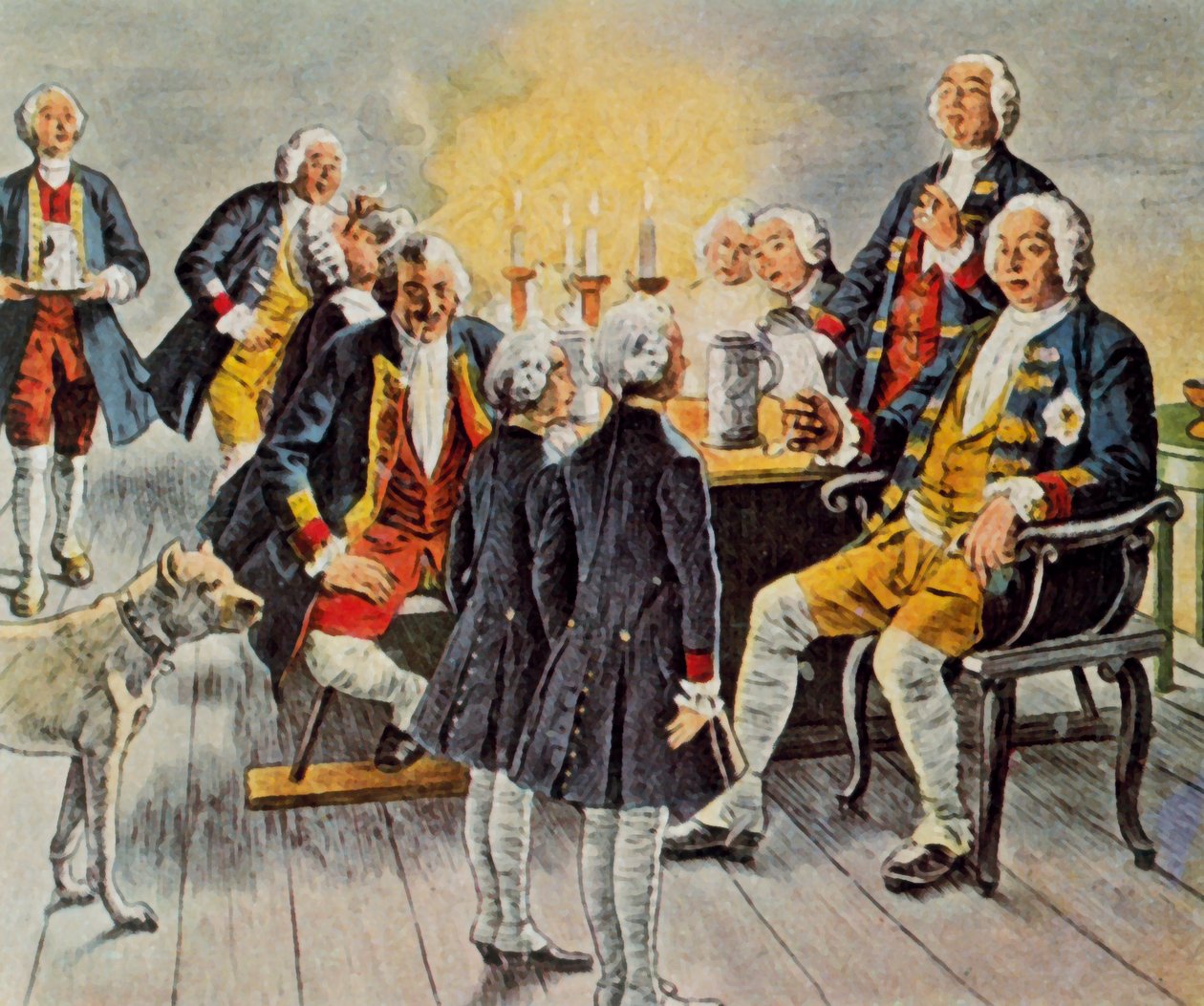 Kronprinz Friedrich und Prinz Heinrich erscheinen im Tabakskollegium, um dem königlichen Vater "Gute Nacht" zu wünschen von Carl Rochling