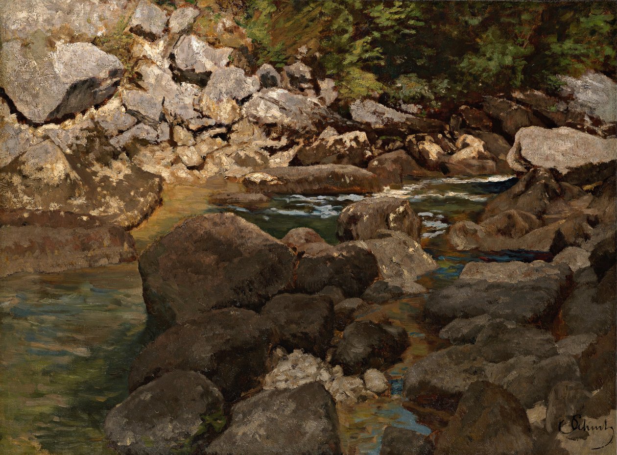 Gebirgsbach mit Felsen, 1888-1889 von Carl Schuch