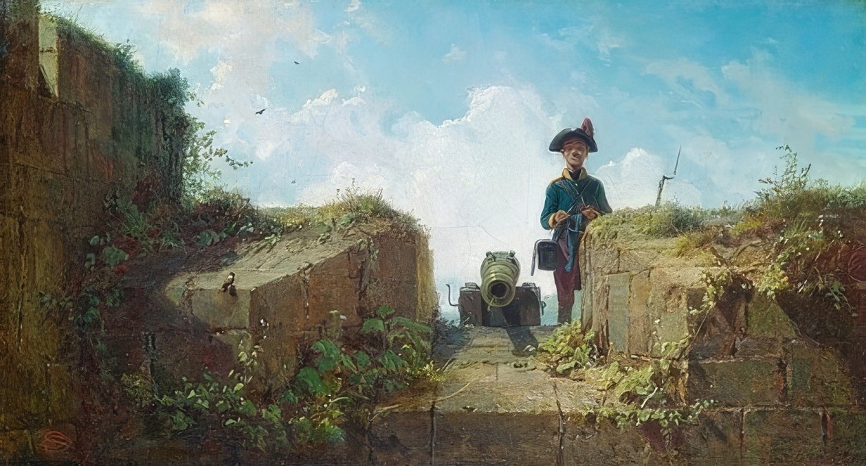 der-strickende-vorposten-von-carl-spitzweg-kunstdruck