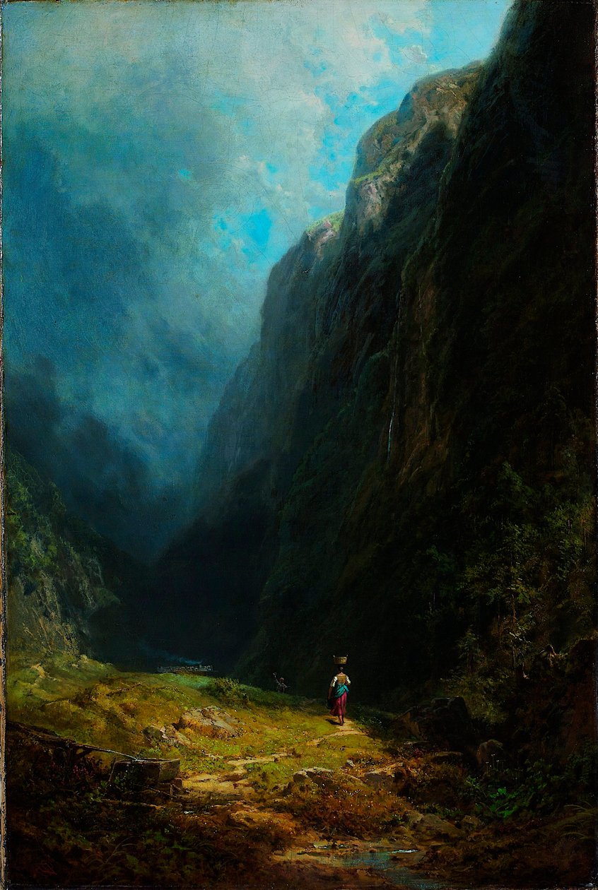 Landschaft im alpinen Hochgebirge mit Blick auf den Wendelstein - Carl Spitzweg, Öl auf Leinwand, ca. 1871 - Museum Kunstpalast, Düsseldorf von Carl Spitzweg
