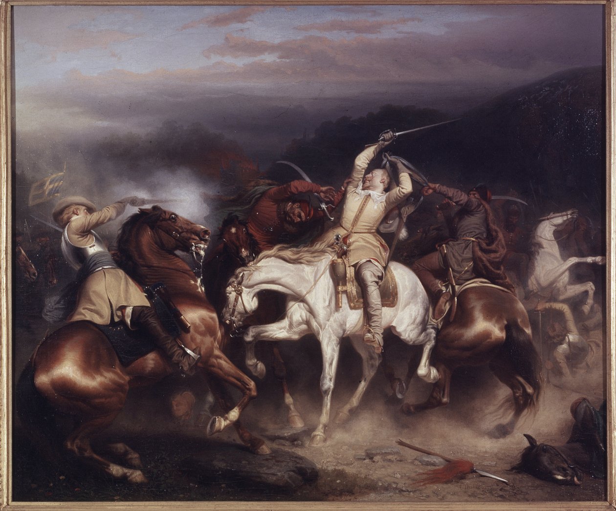 König Gustav II. Adolf von Schweden in der Schlacht von Trzciana von Carl Wahlbom