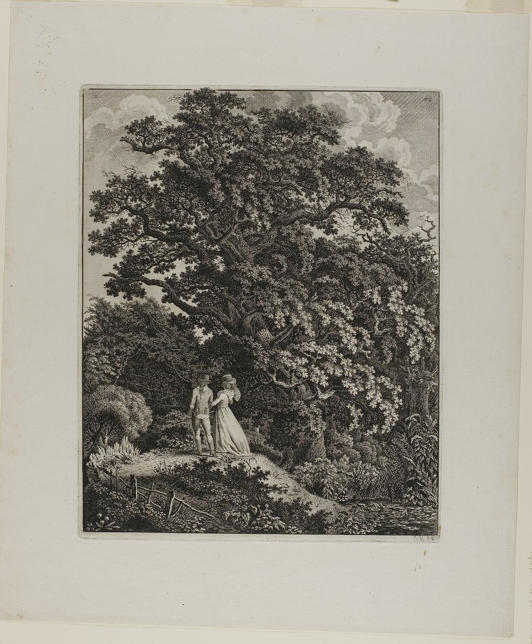 Waldlandschaft mit elegantem Paar unter einer Eiche von Carl Wilhelm Kolbe, the elder
