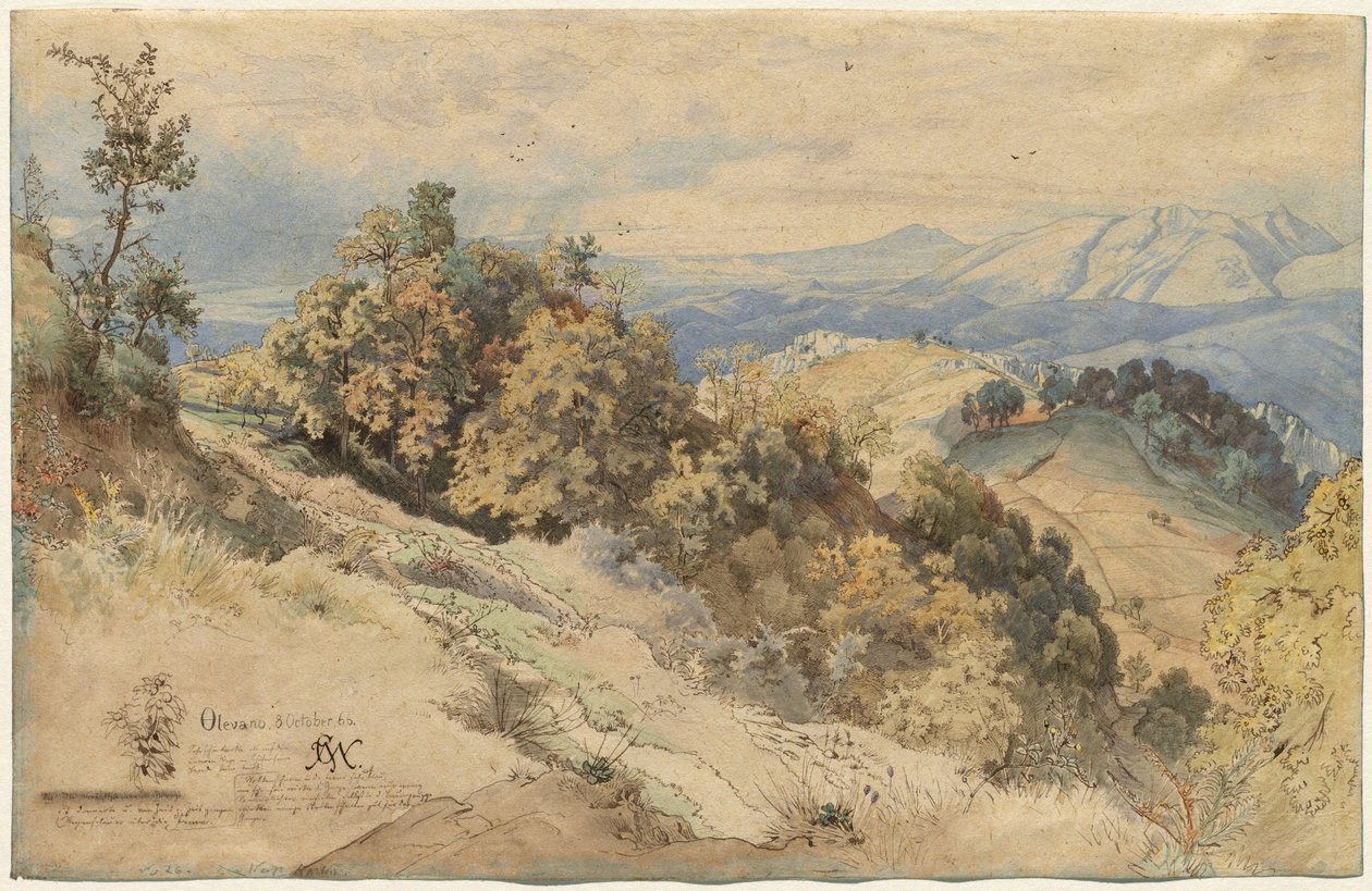 Sonne und Regen in der Serpentara bei Olevano von Carl Wilhelm Müller