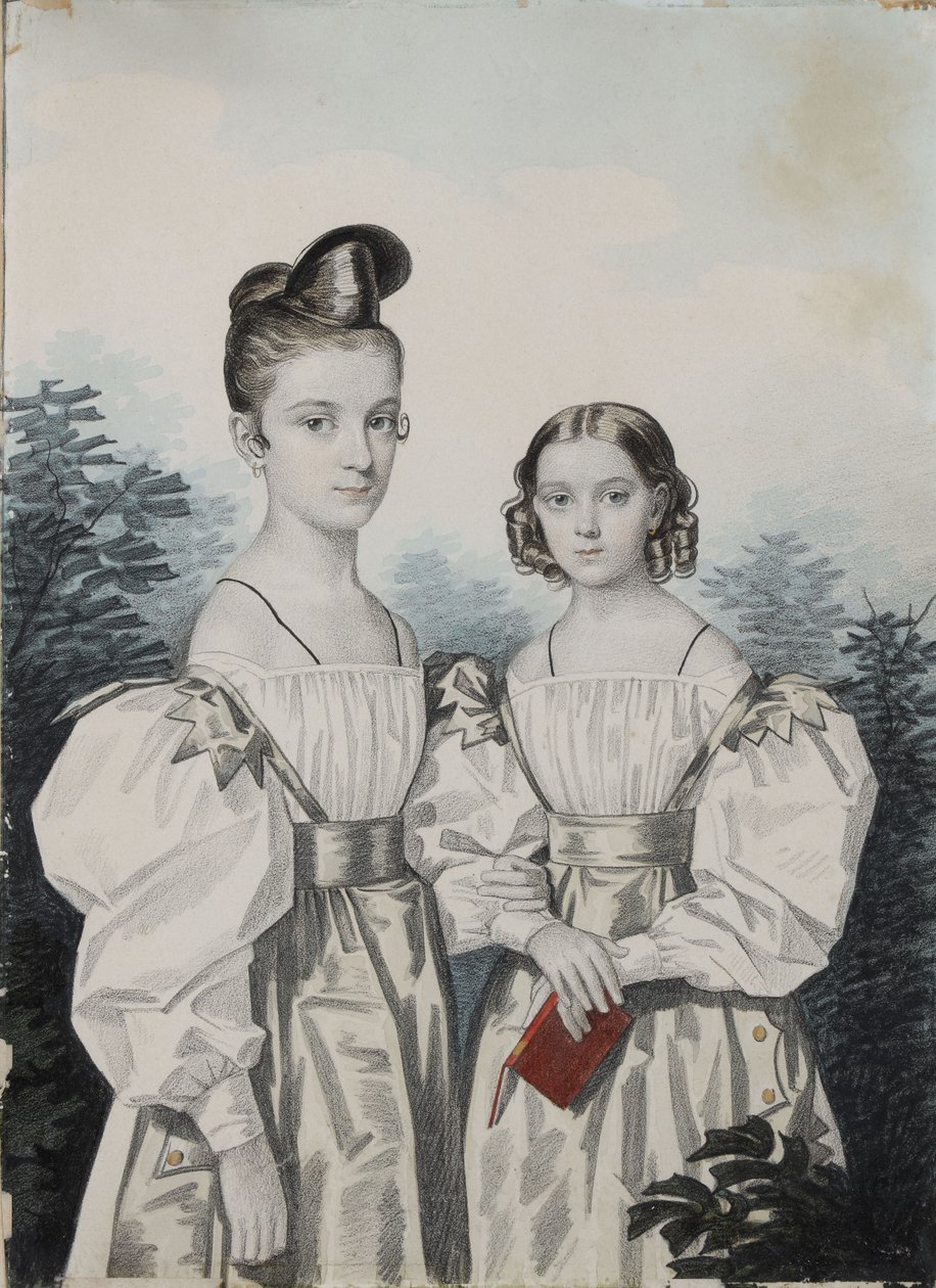 Porträt der Schwestern Anna Petrovna und Elena Petrovna Ushakov von Carl von Hampeln