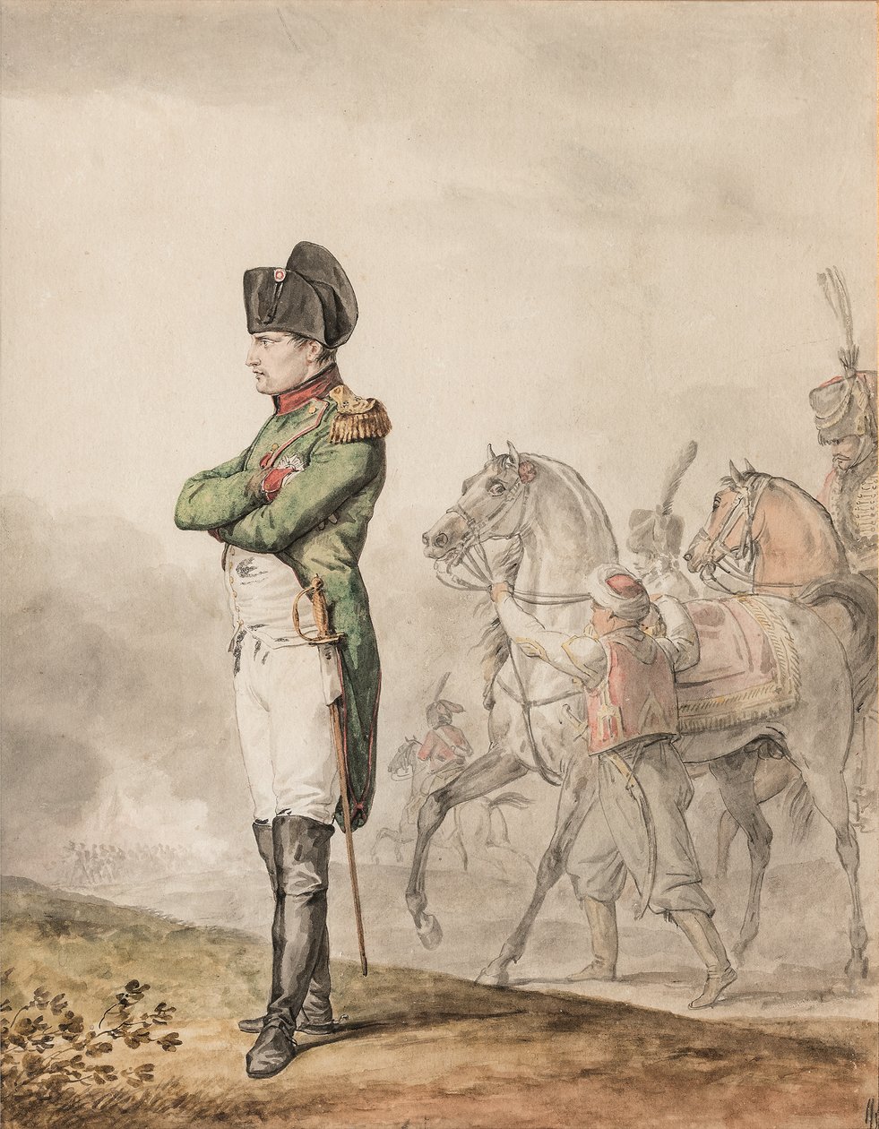 Kaiser Napoleon Bonaparte I (1769-1821) bei Austerlitz von Carle (attr. to) Vernet
