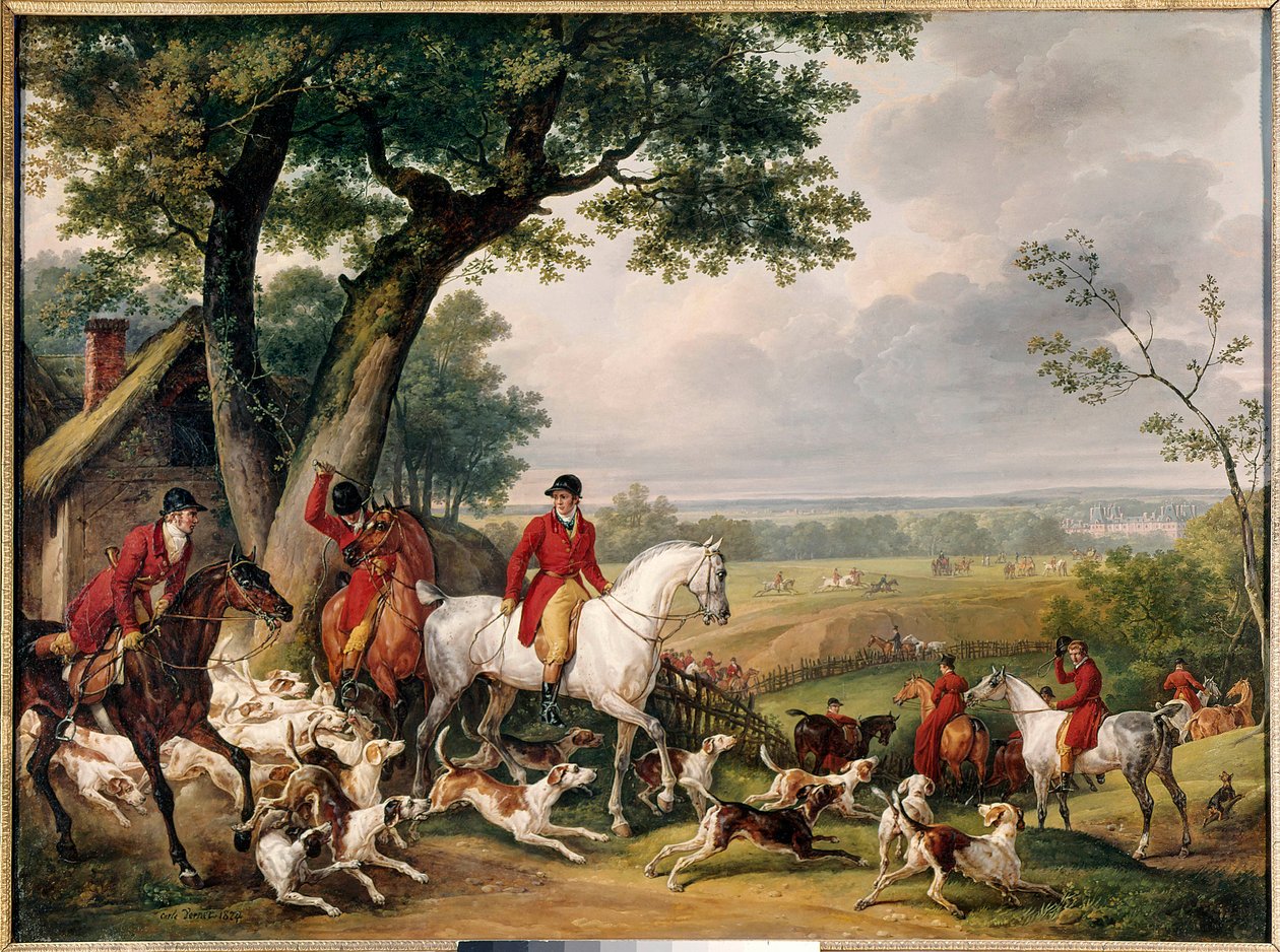 Jagd im Wald von Fontainebleau von Carle Vernet