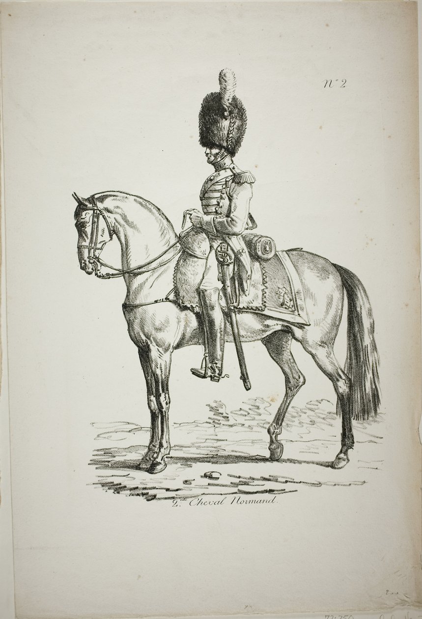 Königliche Garde, normannischer berittener Soldat und Pferd, Nr. 2 von Carle Vernet