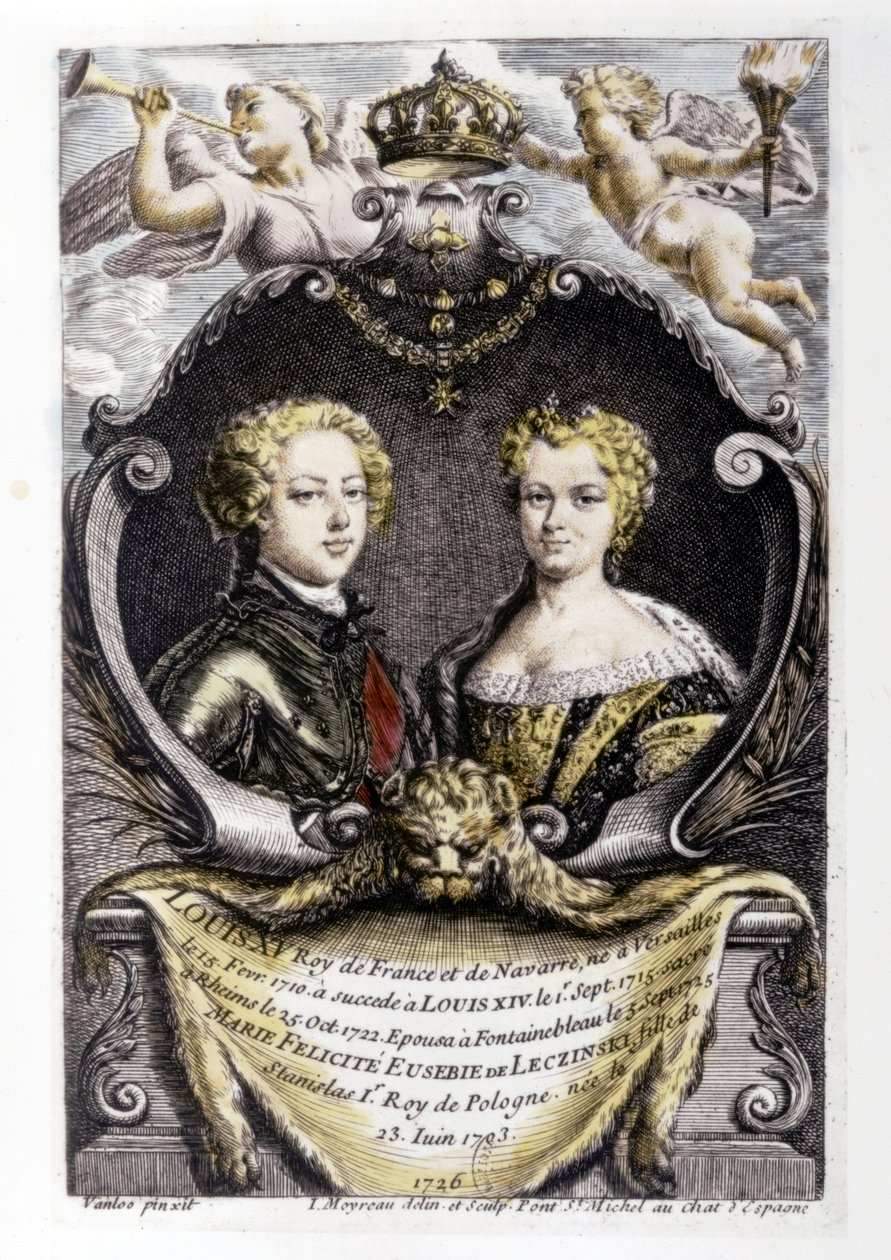 Ludwig XV. und Marie Leszczyńska: Ludwig XV. (15 Jahre alt) und Marie Leszczyńska (22 Jahre alt) von Carle van Loo
