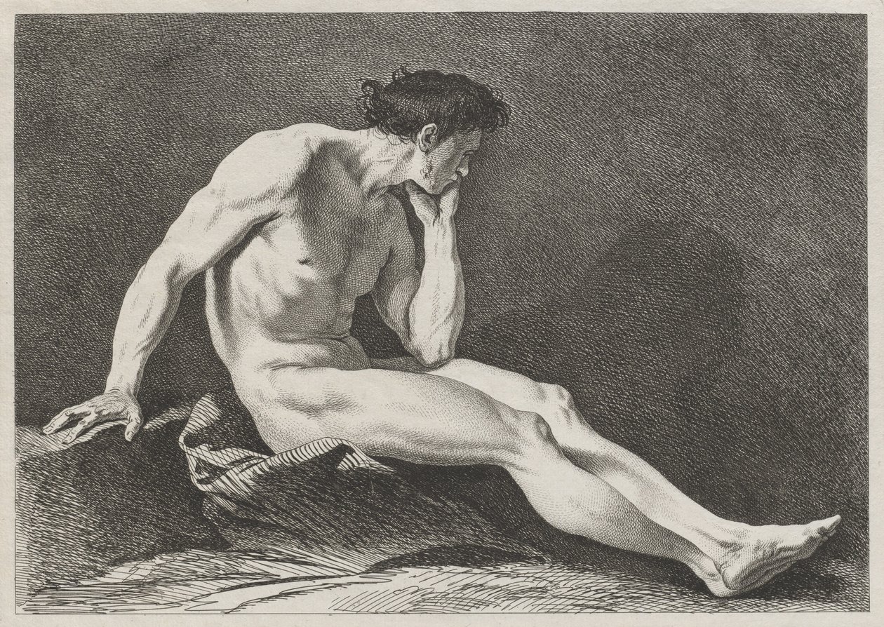 Sitzender Mann mit Kopf in der Hand von Carle van Loo