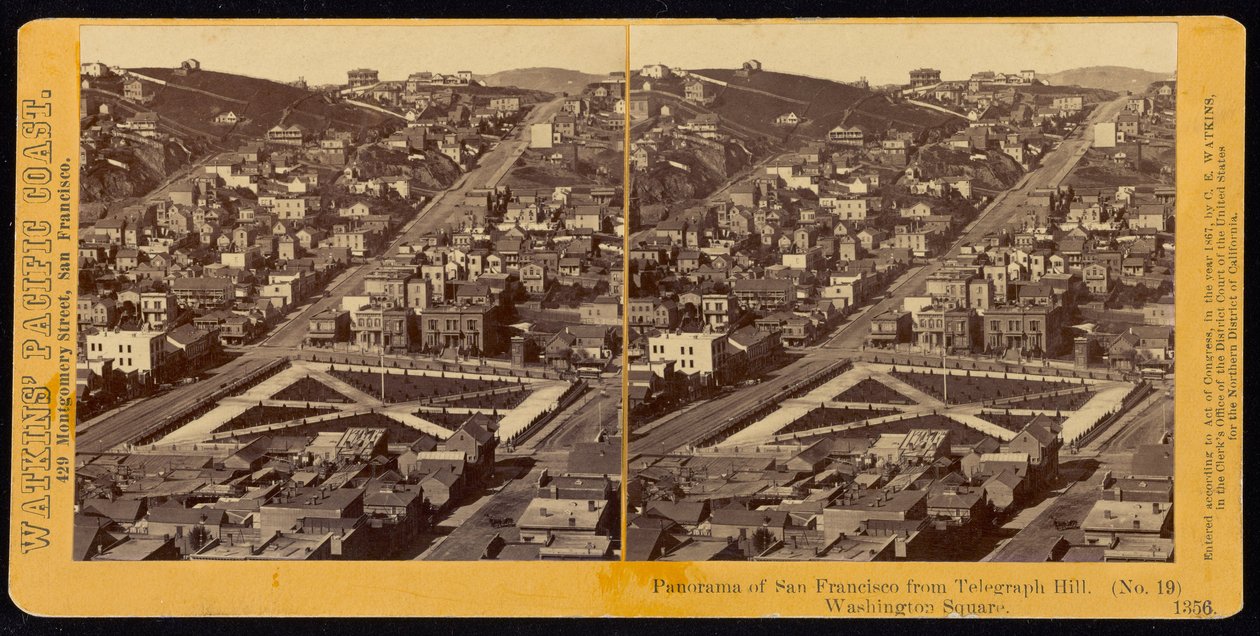 Panorama von San Francisco vom Telegraph Hill, Washington Square von Carleton E. Watkins