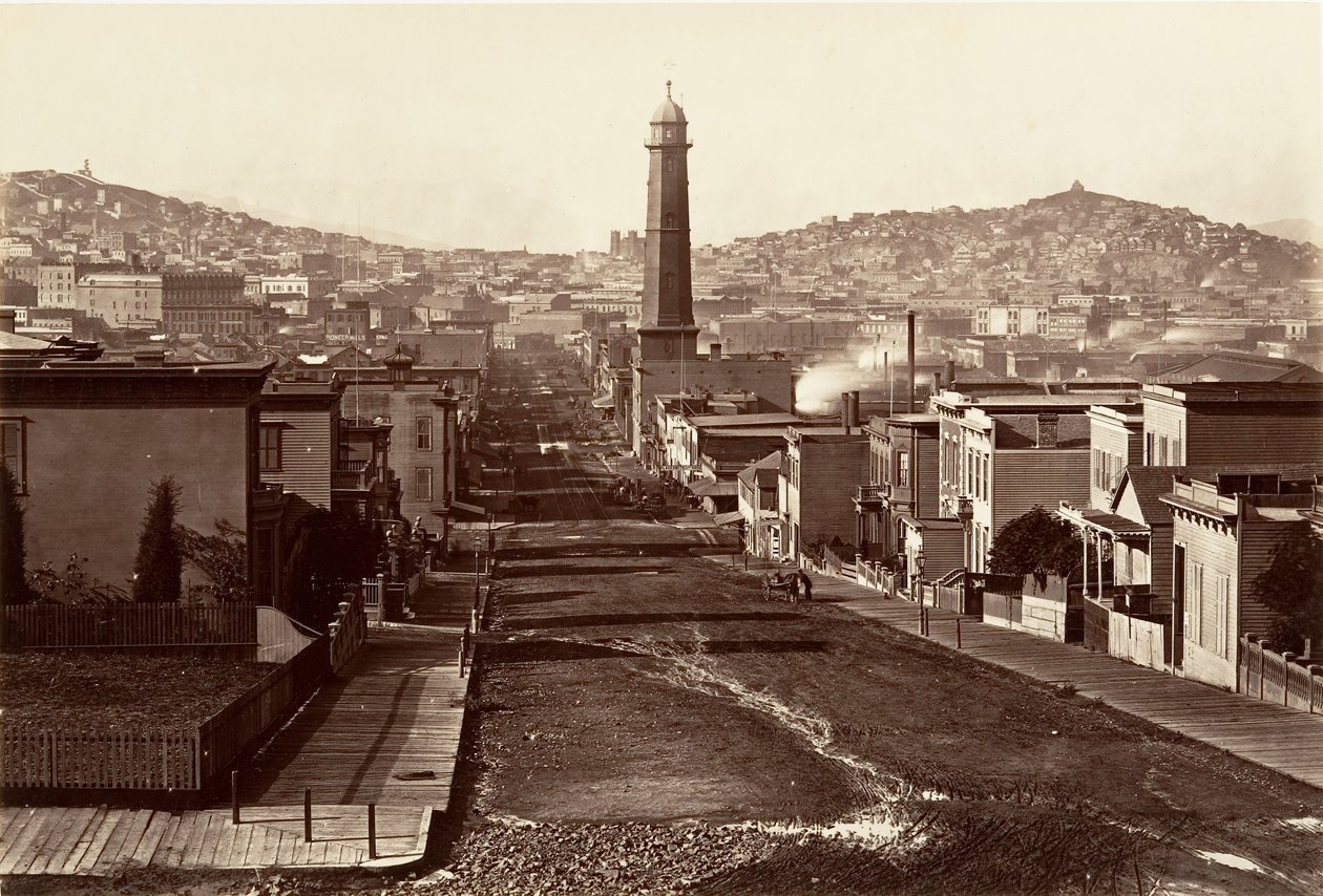 First Street, San Francisco, 1864, gedruckt ca. 1876 von Carleton Emmons Watkins