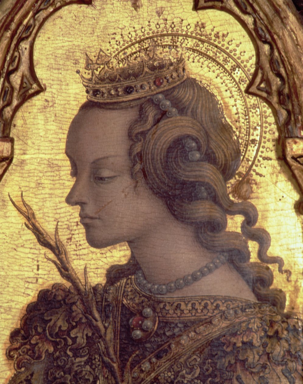 Heilige Katharina von Alexandria, Detail vom San Martino Polyptychon von Carlo Crivelli
